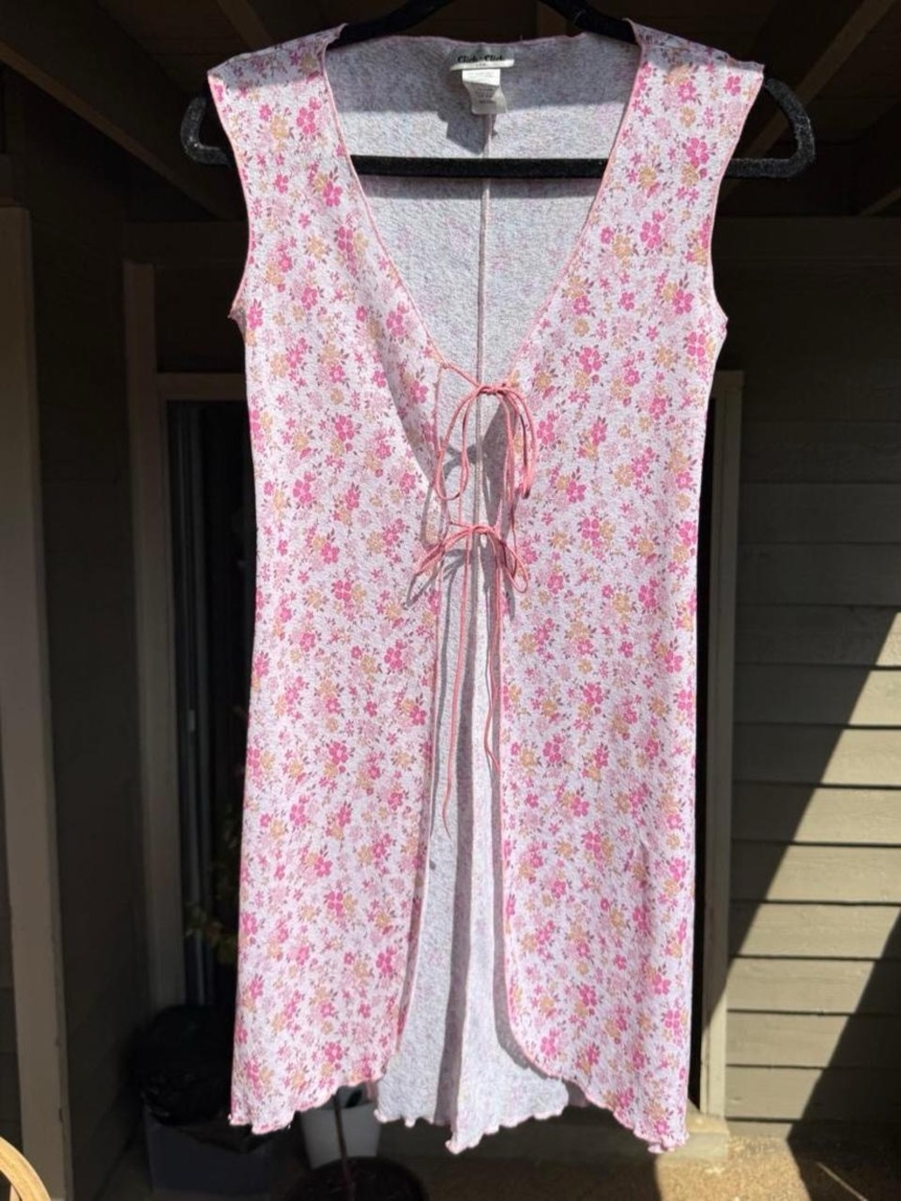 Sleeveless Pink Floral Tie-Front Top